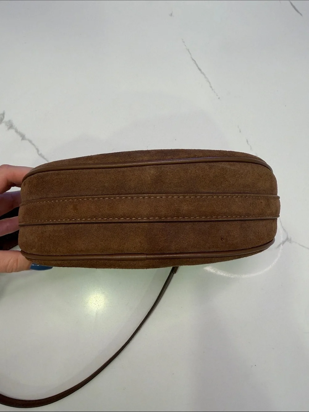 Arque Brown Suede Shoulder/Crossbody Bag with Tassel Charm